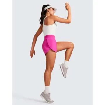 CRZ YOGA High Waisted Dolphin Athletic Running Shorts for Women 3" High Split Comfy Mesh Liner for Gym Workout Track Hibiscus Purple Small