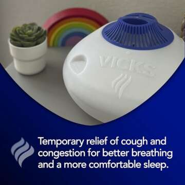 Vicks Warm Steam Vaporizer Bundle with 8 Oz VapoSteam Liquid Cough Suppressant, Helps Relieve Coughi...