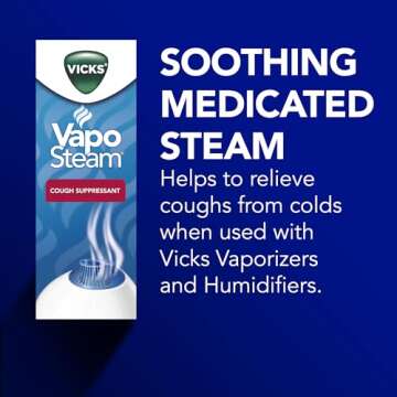 Vicks Warm Steam Vaporizer Bundle with 8 Oz VapoSteam Liquid Cough Suppressant, Helps Relieve Coughing, for Use in Vicks Vaporizers and Humidifiers