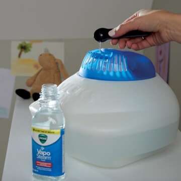 Vicks Warm Steam Vaporizer Bundle with 8 Oz VapoSteam Liquid Cough Suppressant, Helps Relieve Coughing, for Use in Vicks Vaporizers and Humidifiers