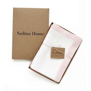 Solino Home Linen Napkins Set of 4 – 100% Pure Linen Blush Pink and White Cloth Napkins 20 x 20 Inch – Washable Dinner Napkins for Valentines Day, Spring – Classic