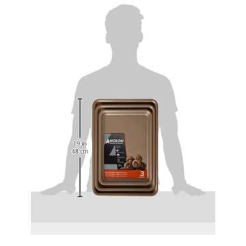 Anolon Gourmet Nonstick Bakeware Set with Nonstick Cookie Sheets / Baking Sheets - 3 Piece, Bronze Brown