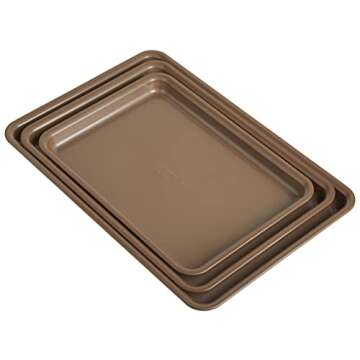 Anolon Gourmet Nonstick Bakeware Set with Nonstick Cookie Sheets / Baking Sheets - 3 Piece, Bronze Brown
