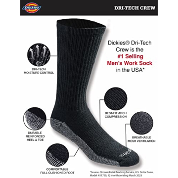 Dickies Dri-Tech Moisture Control Crew Socks 12 Pairs