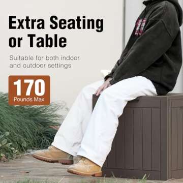 Sweetcrispy Deck Box with 31 Gallon Capacity, Weatherproof Resin Lockable Outdoor Storage for Secure...