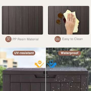 Sweetcrispy Deck Box with 31 Gallon Capacity, Weatherproof Resin Lockable Outdoor Storage for Secure Package Deliveries and Indoor Storage in Garden or Patio, Backyard