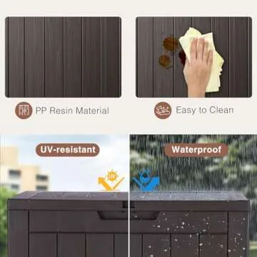 Sweetcrispy Deck Box with 31 Gallon Capacity, Weatherproof Resin Lockable Outdoor Storage for Secure Package Deliveries and Indoor Storage in Garden or Patio, Backyard