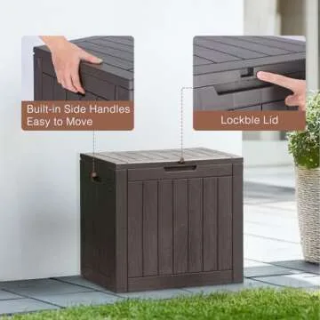 Sweetcrispy Deck Box with 31 Gallon Capacity, Weatherproof Resin Lockable Outdoor Storage for Secure Package Deliveries and Indoor Storage in Garden or Patio, Backyard
