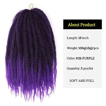 KGBFASS Afro Marley Twist Hair 18Inch Marley Hair for Twists 3Packs Synthetic Kinkys Twist Braiding ...