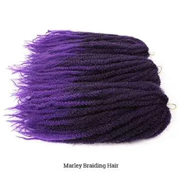 KGBFASS Afro Marley Twist Hair 18Inch Marley Hair for Twists 3Packs Synthetic Kinkys Twist Braiding Hair Extension(#T1B/Purple)