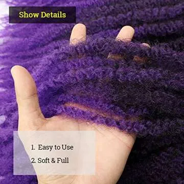 KGBFASS Afro Marley Twist Hair 18Inch Marley Hair for Twists 3Packs Synthetic Kinkys Twist Braiding Hair Extension(#T1B/Purple)