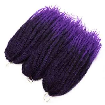 KGBFASS Afro Marley Twist Hair 18Inch Marley Hair for Twists 3Packs Synthetic Kinkys Twist Braiding Hair Extension(#T1B/Purple)