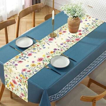 Tulip Lavender Spring Table Runner, Summer Seasonal Holiday Anniversary Kitchen Table Decorations, Indoor Outdoor Home Party Decor (Colorful Flowers 1, 13×72 Inches)