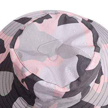 Outdoor Sun Hat, Waterproof Fishing Hat Sun Protection Summer Boonie for Man and Women Foldable Bucket Hat for Hiking (Camouflage Pink Women)