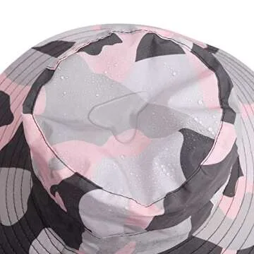 Outdoor Sun Hat, Waterproof Fishing Hat Sun Protection Summer Boonie for Man and Women Foldable Bucket Hat for Hiking (Camouflage Pink Women)
