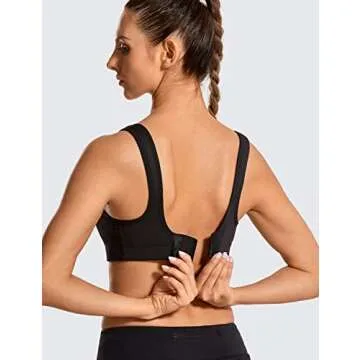 SYROKAN Front Adjustable Sports Bras for Women High Impact Wirefree Comfort No Bounce Support Workout Running Bra Black 40DD