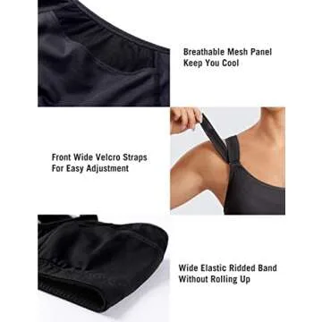 SYROKAN Front Adjustable Sports Bras for Women High Impact Wirefree Comfort No Bounce Support Workout Running Bra Black 40DD