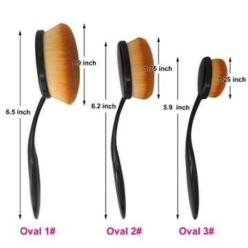 JOSALINAS Oval Makeup Brush Set Upgraded 3pcs Fast Flawless Application Toothbrush Foundation Concealer Blusher Liquid Cream Powder Cosmetic Blending Tools