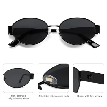 SOJOS Retro Oval Sunglasses for Women Stylish UV400 Shades