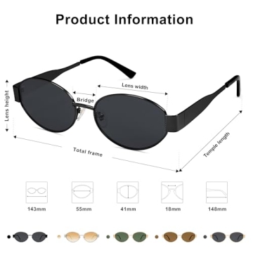 SOJOS Retro Oval Sunglasses for Women Stylish UV400 Shades