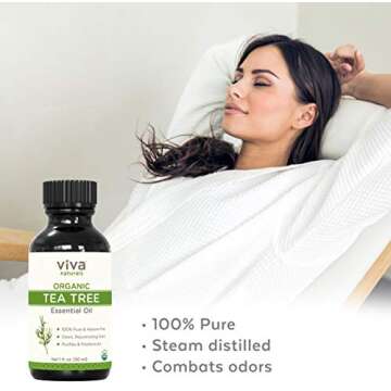 Organic Tea Tree Essential Oil for Diffuser (1 oz) - 100% Pure Natural Tea Tree Oil, Steam Distilled...