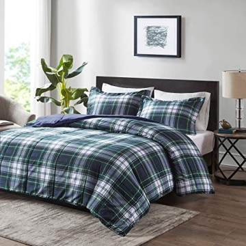 Madison Park Essentials Parkston Plaid Comforter, Matching Sham, 3M Scotchguard Stain Release Cover,...