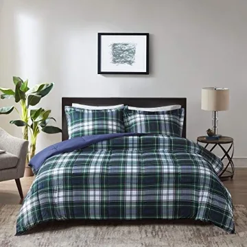 Madison Park Essentials Comforter Set, Navy Plaid, Twin/TwinXL