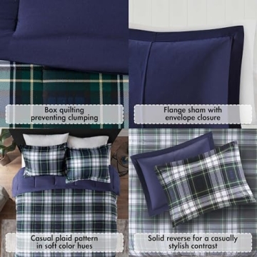 Madison Park Essentials Comforter Set, Navy Plaid, Twin/TwinXL
