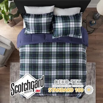 Madison Park Essentials Comforter Set, Navy Plaid, Twin/TwinXL
