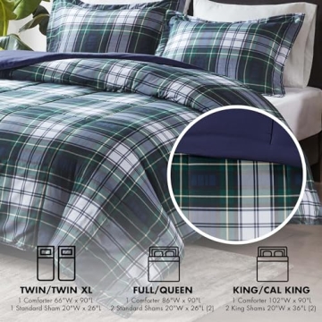 Madison Park Essentials Comforter Set, Navy Plaid, Twin/TwinXL