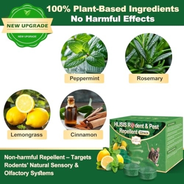 HLISIS 32PCS Mouse Rodent Repellent - Natural Peppermint Solution