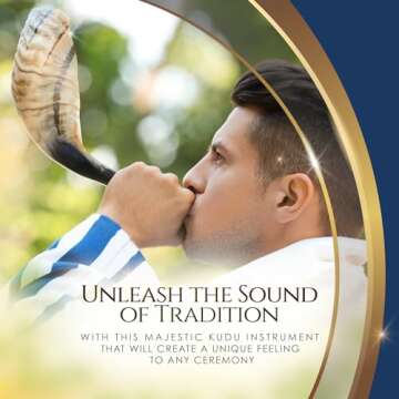 Shofar Horn Instrument – RAM Shofar Angels Musical Instrument – Half Polished/Natural (14-16, Fu...