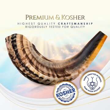 Shofar Horn Instrument – RAM Shofar Angels Musical Instrument – Half Polished/Natural (14-16, Full Set)