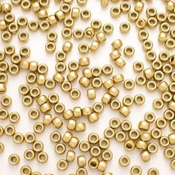 Gxueshan 1000 Pcs Acrylic Gold Pony Beads for DIY Jewelry