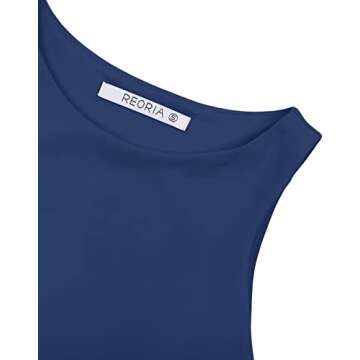 Stylish REORIA High Neck Racerback Tank Top in Deep Blue