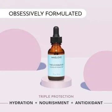 MAELOVE Hydrator Hyaluronic Acid Serum w/Vitamin B5, Lightweight & Non Greasy Formula w/Panthenol & Resveratrol for Ultimate Hydration & Youthful Dewy Glow, Reduces Fine Lines & Wrinkles, USA Made