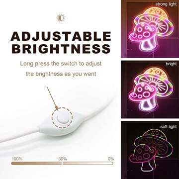 Vibrant Dimmable Mushroom Neon Sign for Room Decor