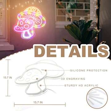 Vibrant Dimmable Mushroom Neon Sign for Room Decor