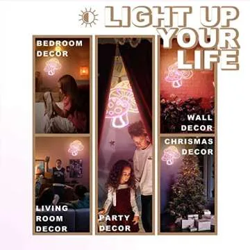 Vibrant Dimmable Mushroom Neon Sign for Room Decor