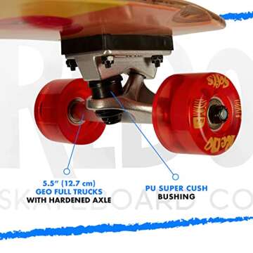 ReDo Skateboard Co. ReDo Skateboard Kids 8" Zodiac Premium Flamingo Cruiser Complete Skateboard, Orange/Yellow