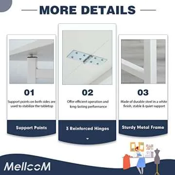 MELLCOM Height Adjustable Craft Table with Storage Shelves, Mobile Folding Cutting Table for Large Fabric, Foldable Table for Home Office Sewing Room Craft Room