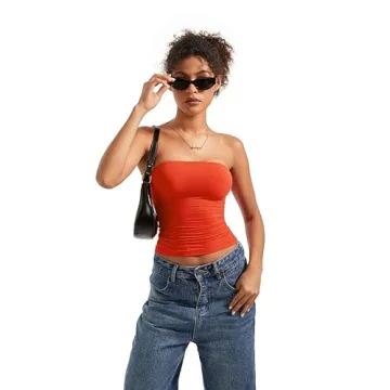 SUUKSESS Women Sexy Tube Top Double Lined Non-Slip Summer