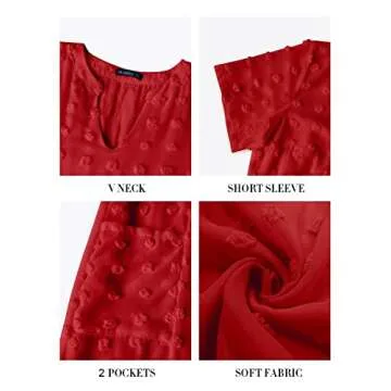 MIHOLL Womens Summer V Neck Mini Dress with Pockets