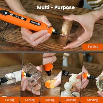 HARDELL Mini Cordless Rotary Tool, 5-Speed and USB Charging with storage case, Multi-Purpose 3.7V Power Rotary Tool for Sanding, Polishing, Drilling, Etching, Engraving, DIY Crafts
