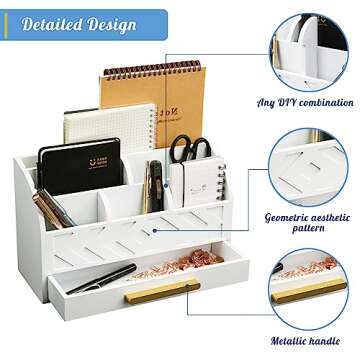 Elegant ZALIOJI Wooden Desk Organizer for Home or Office
