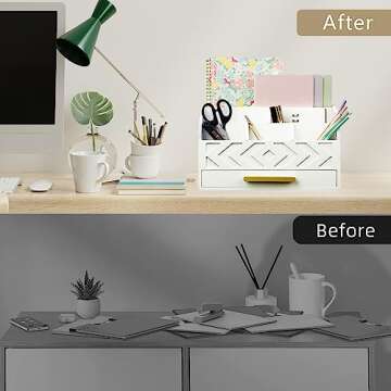 Elegant ZALIOJI Wooden Desk Organizer for Home or Office