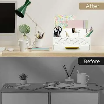 Elegant ZALIOJI Wooden Desk Organizer for Home or Office