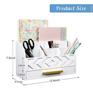 Elegant ZALIOJI Wooden Desk Organizer for Home or Office