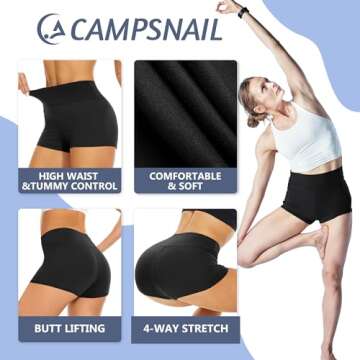 CAMPSNAIL Workout Biker Shorts Women - 3"/5"/8" High Waisted Tummy Control Spandex Booty Volleyball ...