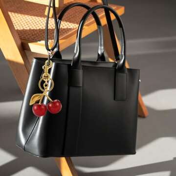 Neptniopllab Sparkle Red Cherry Charm,Cherry Keychain,Cherry Bag Charm,Cute Cherry Charm Handbag,Purse,Birthday,Christmas